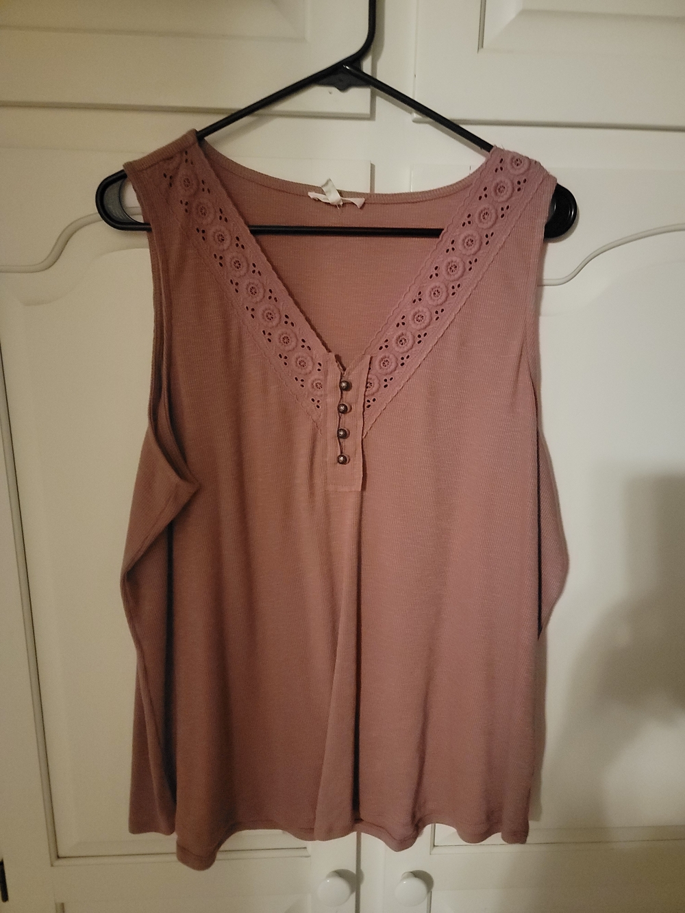 Maurices Dusty Mauve Eyelet V-Neck Tank